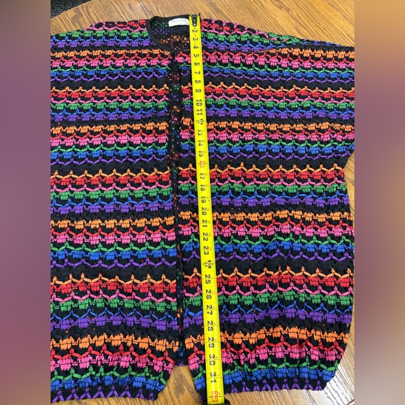 VTG Oscar Re La Renta Ribbon Crochet Open Cardigan Women’s M 90s Oversized Boho - Picture 7 of 9